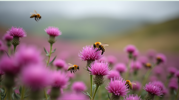 De Strijd om Nectar: Honingbijen versus Hommels in de Heather Bloeit in Ierland