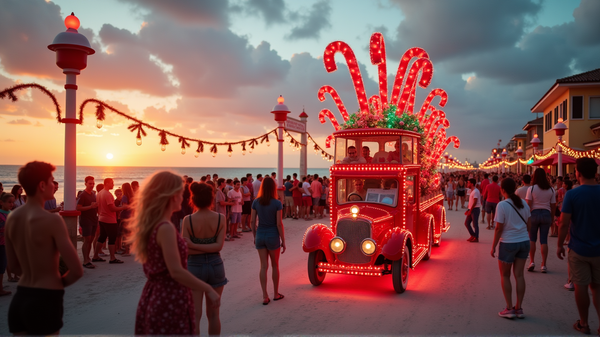Ervaar de Vreugde: Hollywood Beach's Kleurrijke Candy Cane Parade!